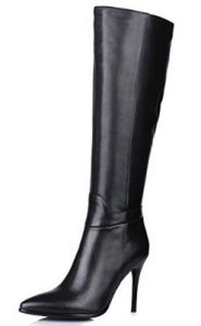 Nine Seven Genuine Leather Women's Pointed Toe Stiletto Heel Zip Handmade Knee High Boot