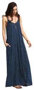Verdusa Women's Bohemian Backless Spaghetti Strap Loose Maxi Beach Dress