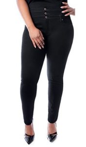 K.Z Womens Plus Size High Waisted Black Stretch Skinny Denim Jeans Pants