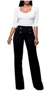 Womens High-waisted Wide Leg Elegant Button Design Pants from Ninimour