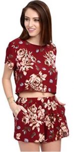  Wink Gal Women's Summer Boho Playsuit Two Piece Outfits Crop Top And Shorts Set