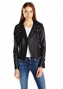 Levi's Women's Faux Leather Asymmetrical Diamond Quilted Motorcycle