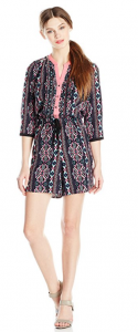 NY Collection Women's 3/4 Sleeve Printed Romper